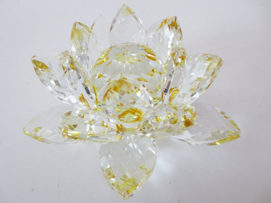 Kristall Lotusblüte in Gelb - 13 cm