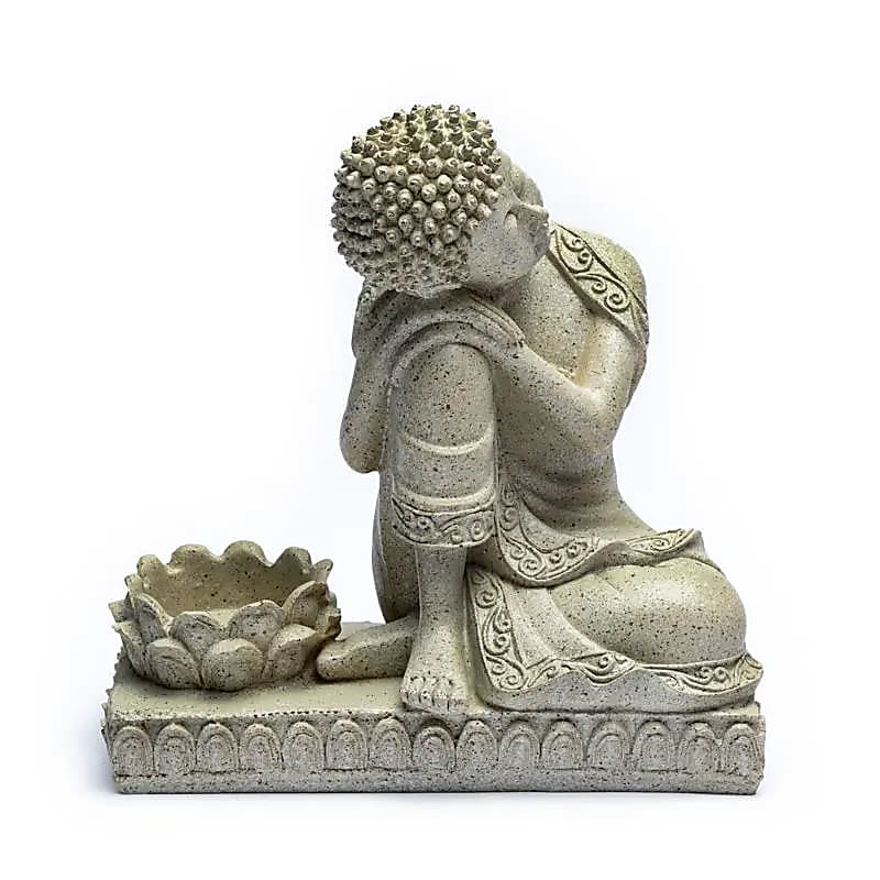 Buddha Teelichthalter – Ruhende Haltung – Lotusform – Polyresin