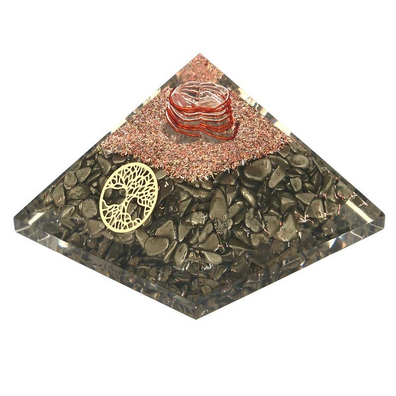Pyramide aus Pyrit und Orgonit – „Baum des Lebens“