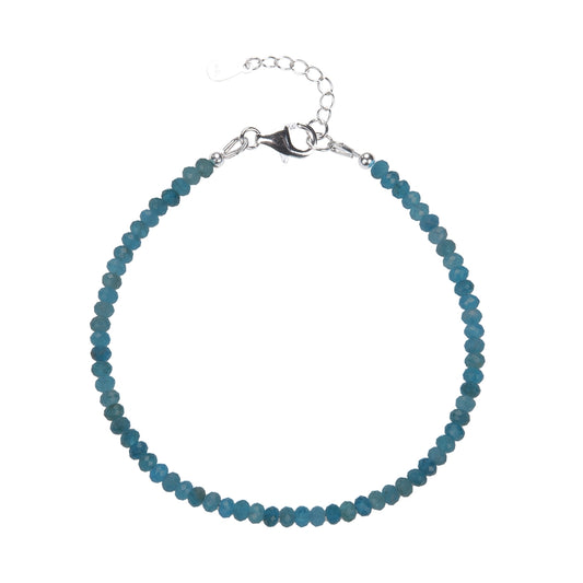Bracelet apatite (stab.) 3.5mm button faceted with extension chain