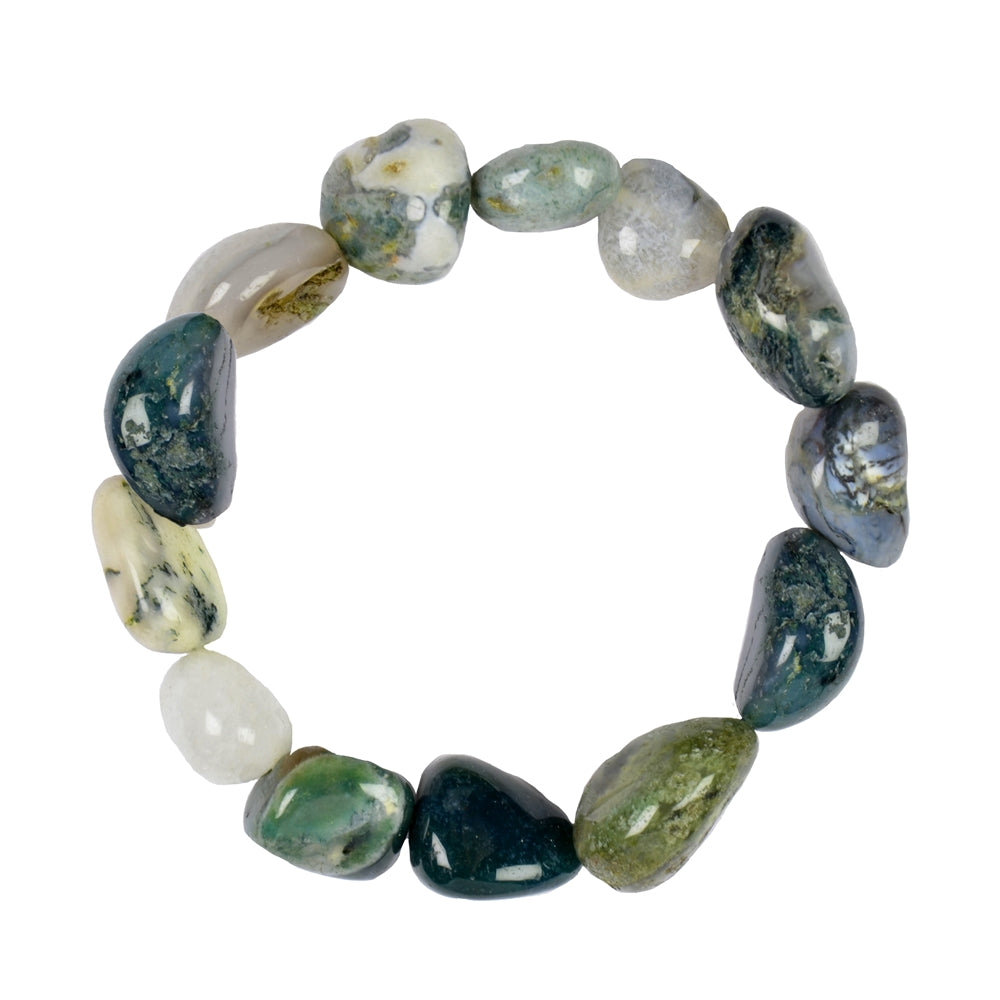 Natürliche Leichtigkeit - Moosachat Armband mit 18-22mm Nuggets