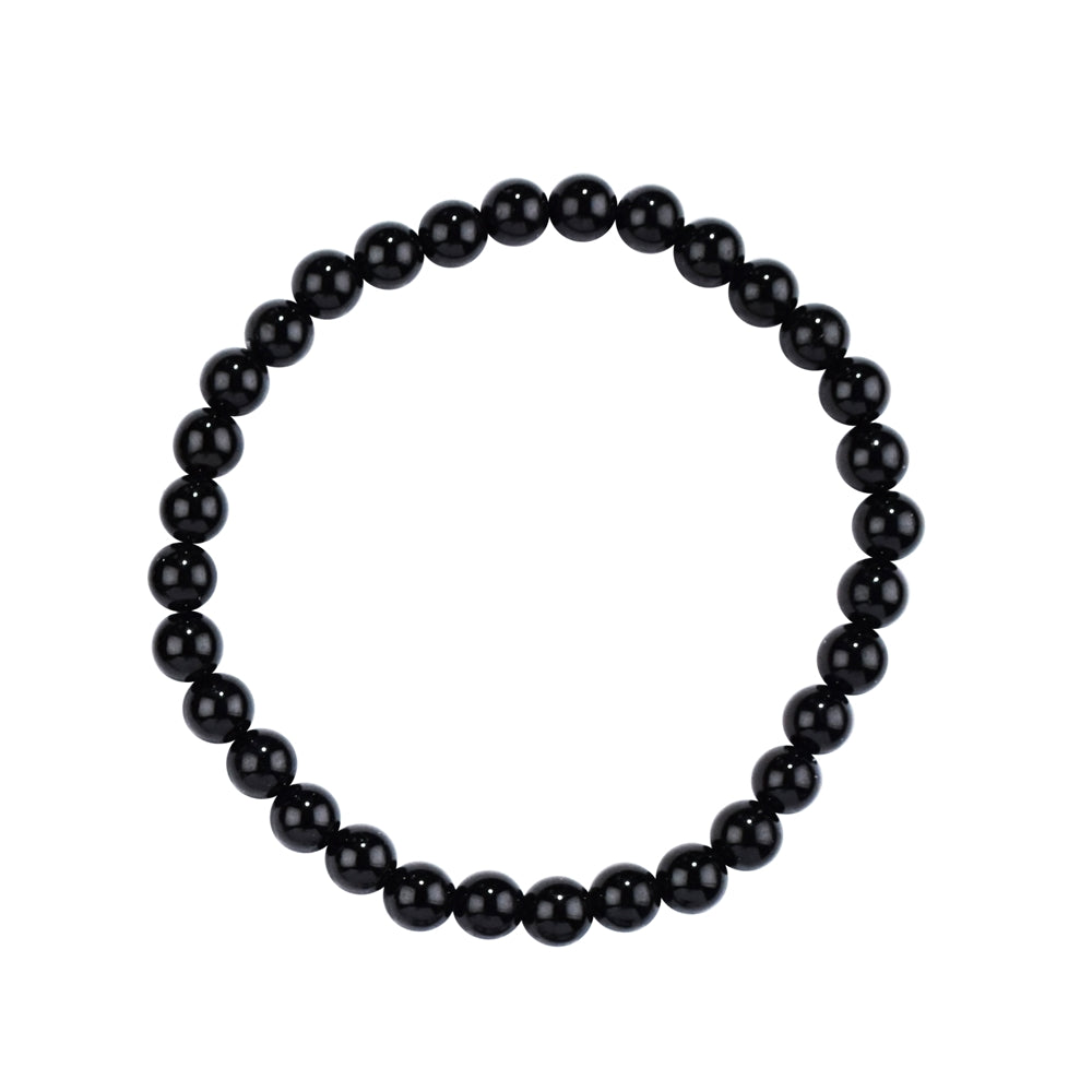 Schwarze Eleganz - Schörl Armband mit 6mm Kugeln