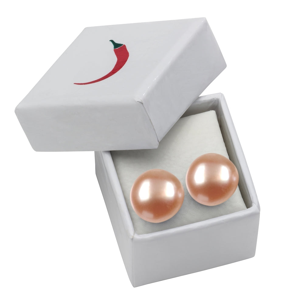Stud earrings pearl salmon (natural) ball 6mm