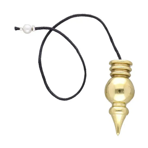 Ährenpendel aus Messing mit drei Ringen und schwarzer Kordel