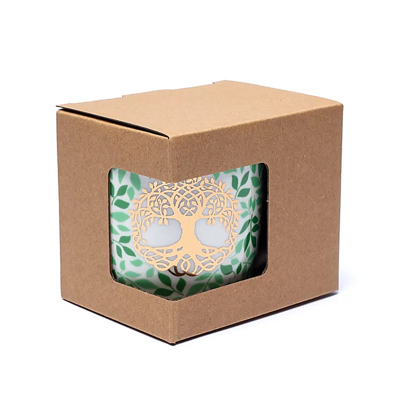 Teetasse Baum des Lebens mit Sieb – Bone China Porzellan – 0,4 l – Hellgrün