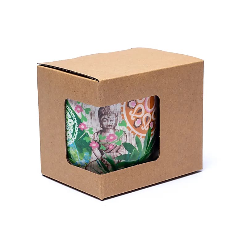 Teetasse Buddha Paradies mit Sieb – Bone China Porzellan – 400 ml – Mehrfarbig