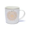 Tea cup with strainer and lid white mandala
