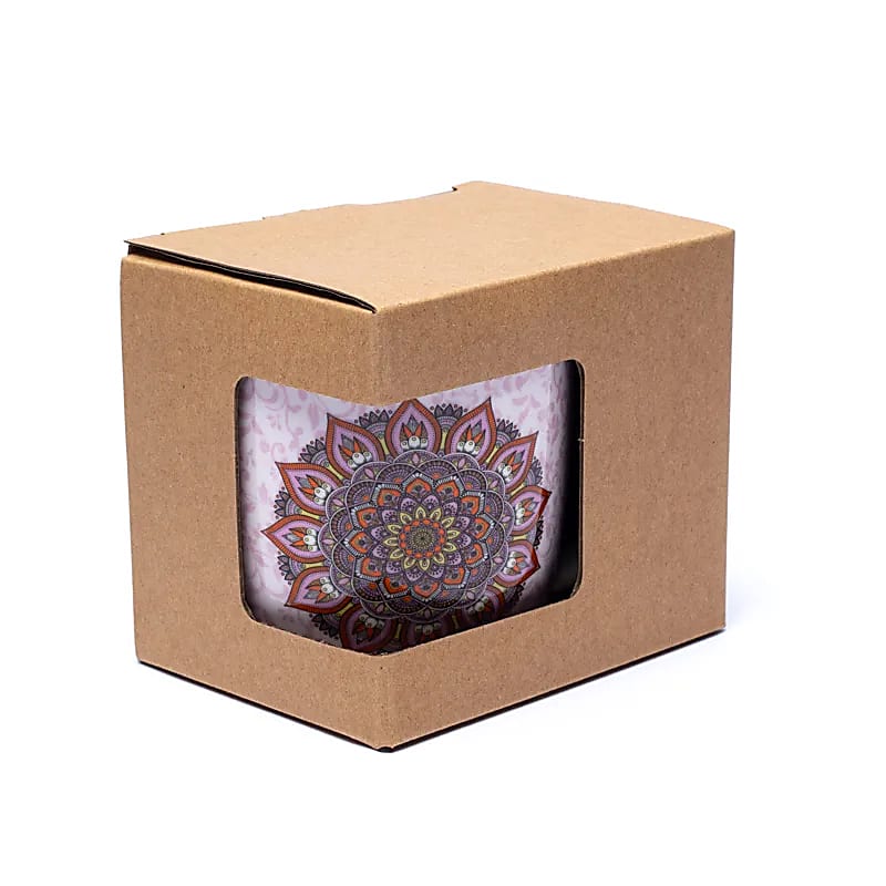 Teetasse Mandala Lila mit Sieb – Bone China Porzellan – 400 ml