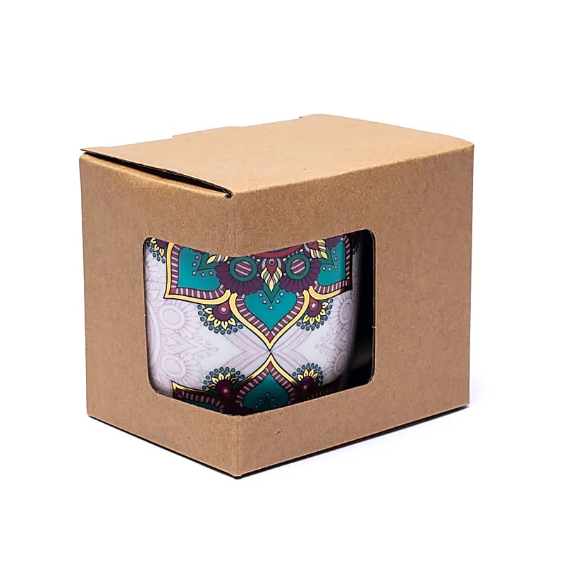 Teetasse Mandala Türkis mit Sieb – Bone China Porzellan – 400 ml