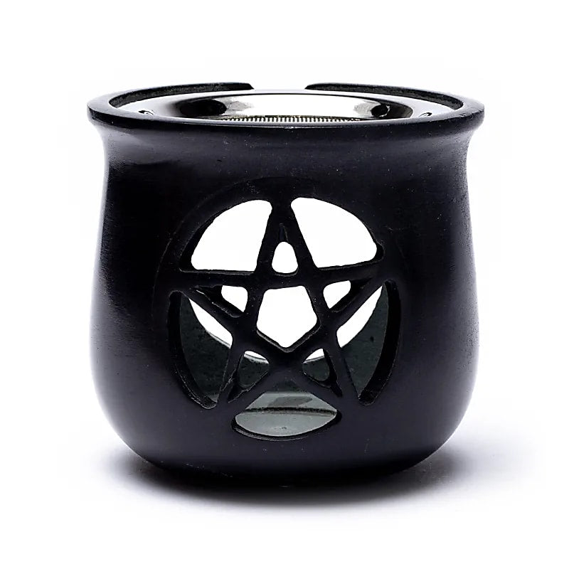 Incense burner pentagram soapstone gray