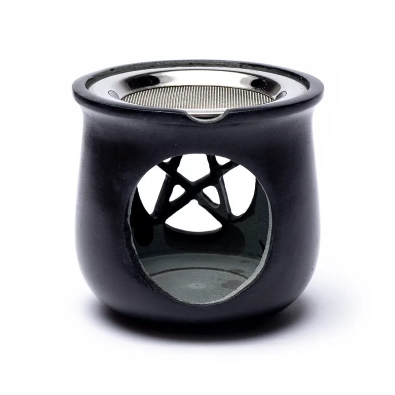 Incense burner pentagram soapstone gray