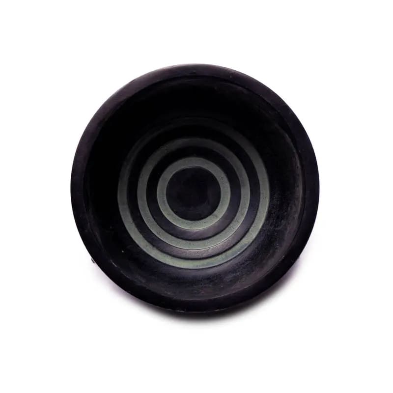 Incense burner soapstone black Ohm white stones