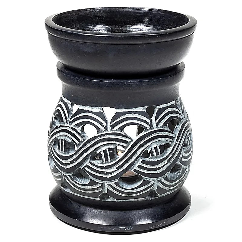 Oil burner Celtic knots black soapstone