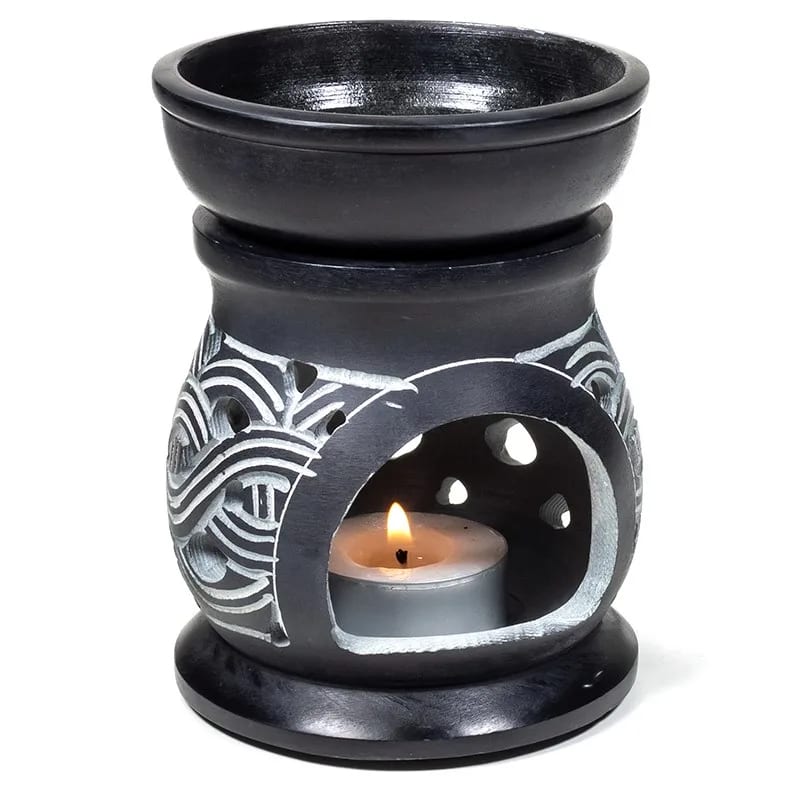Oil burner Celtic knots black soapstone