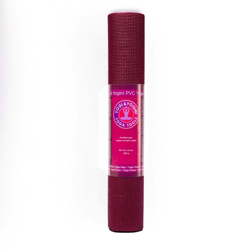 Yogi & Yogini PVC Yogamatte – Aubergine – Rutschfest, leicht & komfortabel
