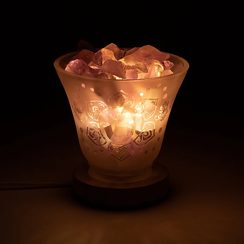 Edelsteinlampe Om mit Kabel und LED