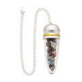 Larimar Drop Pendel mit Orgonit & Harz – Metallic Witness, ca. 5 cm