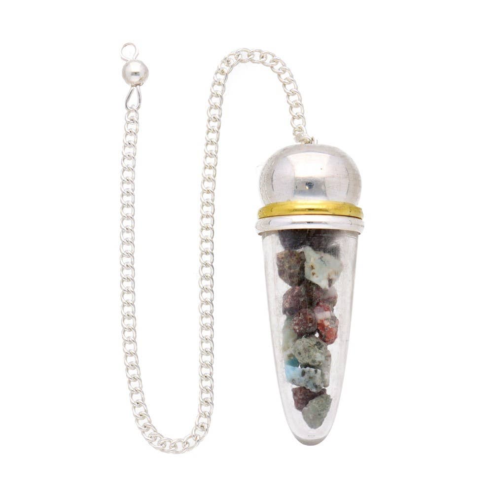 Larimar Drop Pendel mit Orgonit & Harz – Metallic Witness, ca. 5 cm