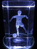 Kristallglas Laserblock mit 3D-Darstellung eines Fußballspielers