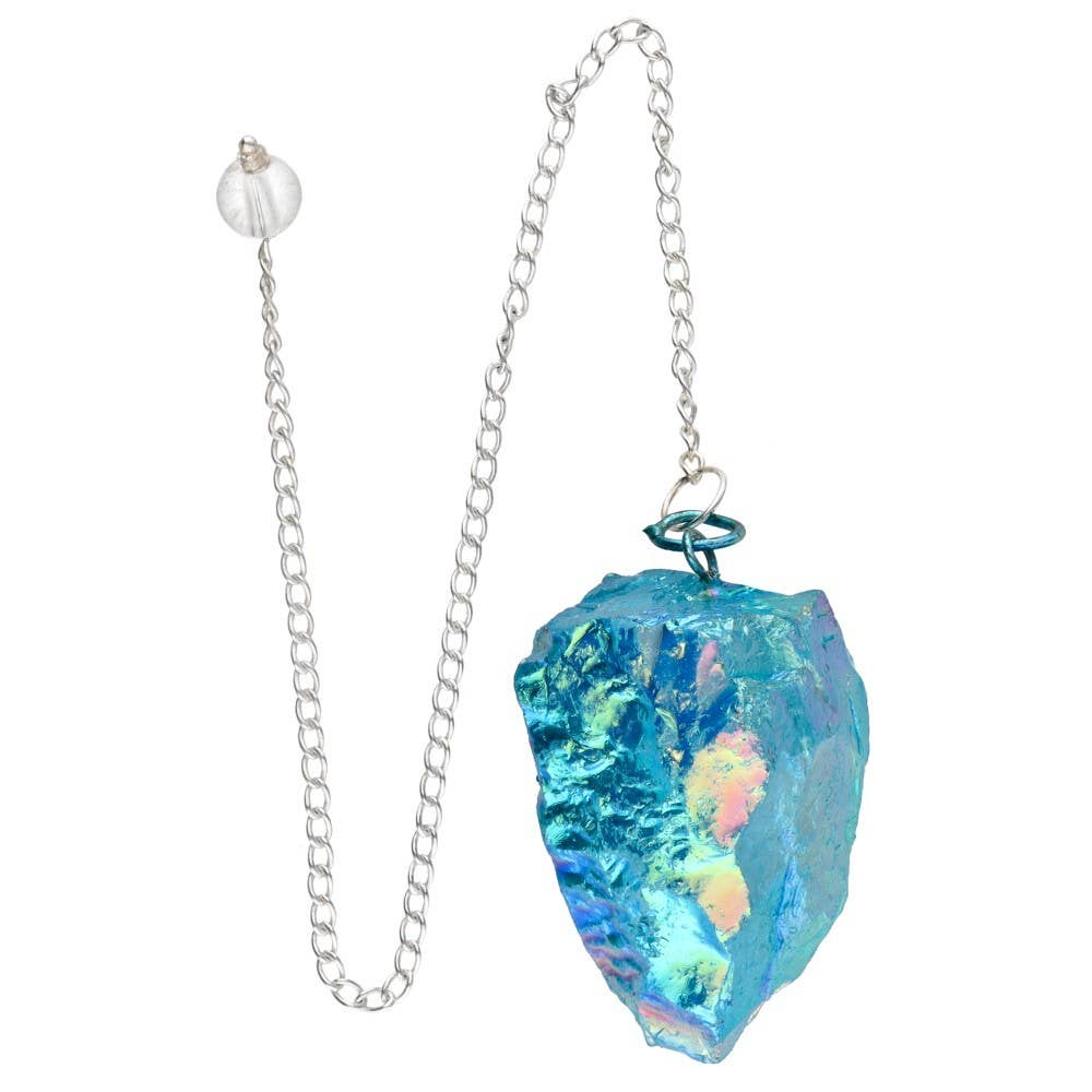 Rohes Aqua Aura Blau Quarzpendel