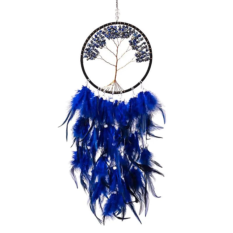 Traumfänger Lebensbaum mit Lapislazuli – Handgefertigt