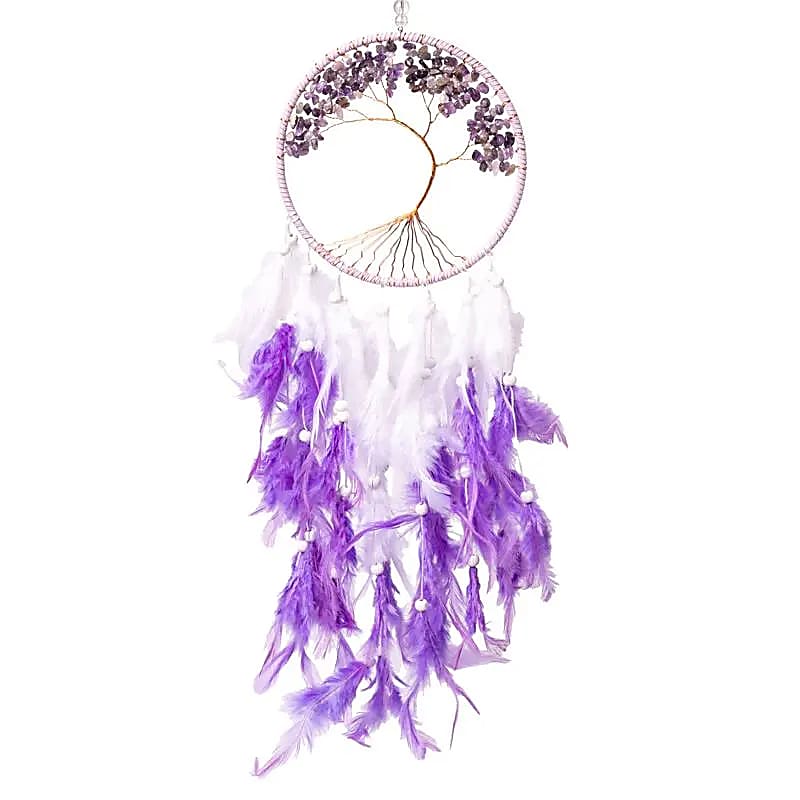 Traumfänger Lebensbaum mit Amethyst – Handgefertigt