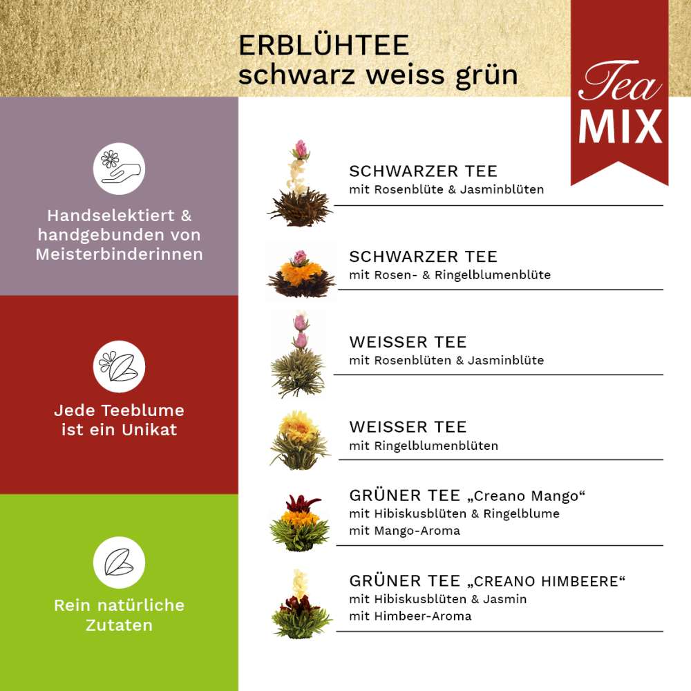 Creano Teeblumen Mix – goldenes Geschenkset