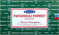 Satya Patchouli Forest Räucherstäbchen Verpackung mit Waldmotiv