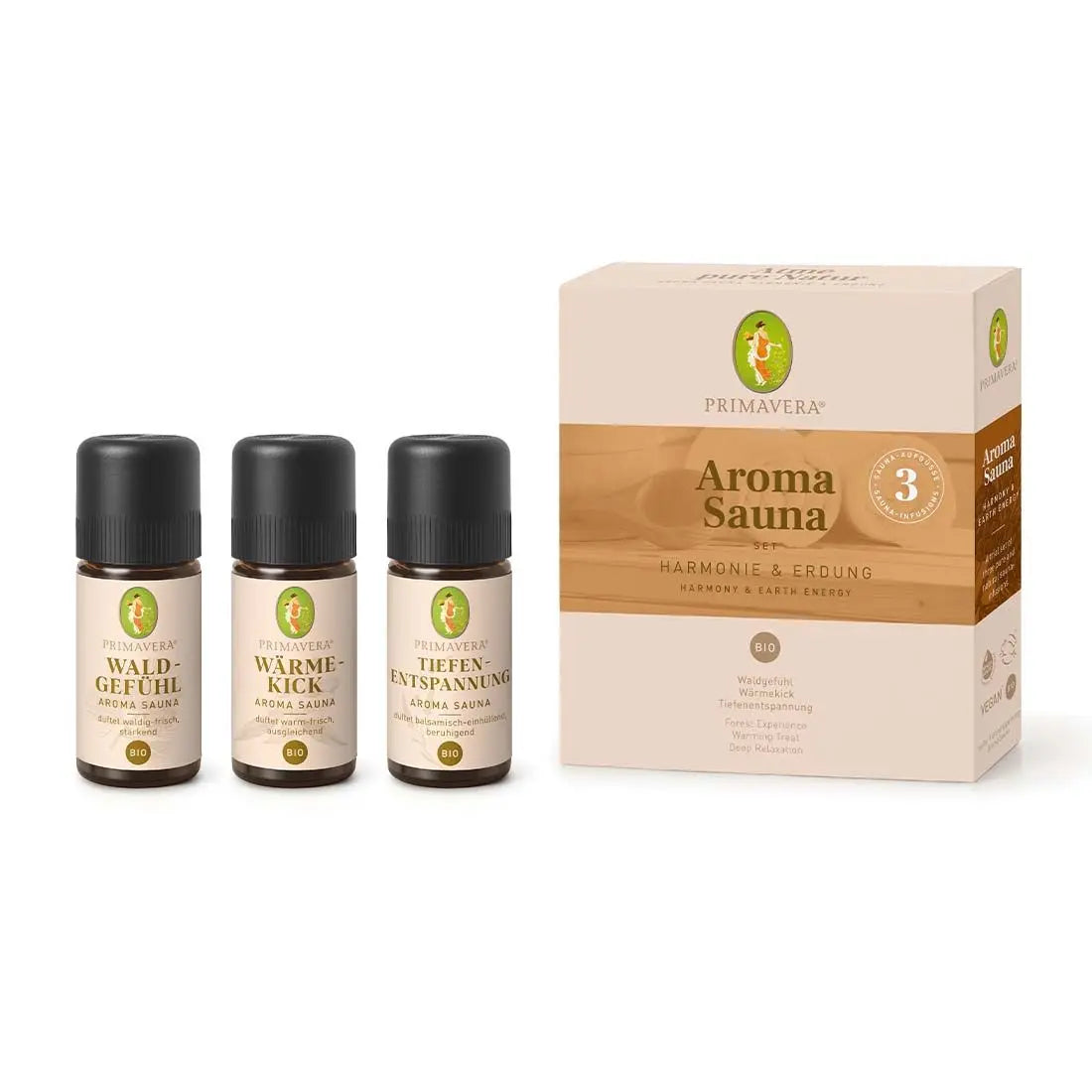 Primavera Set Aroma Sauna Harmonie & Erdung – 3 x 10 ml