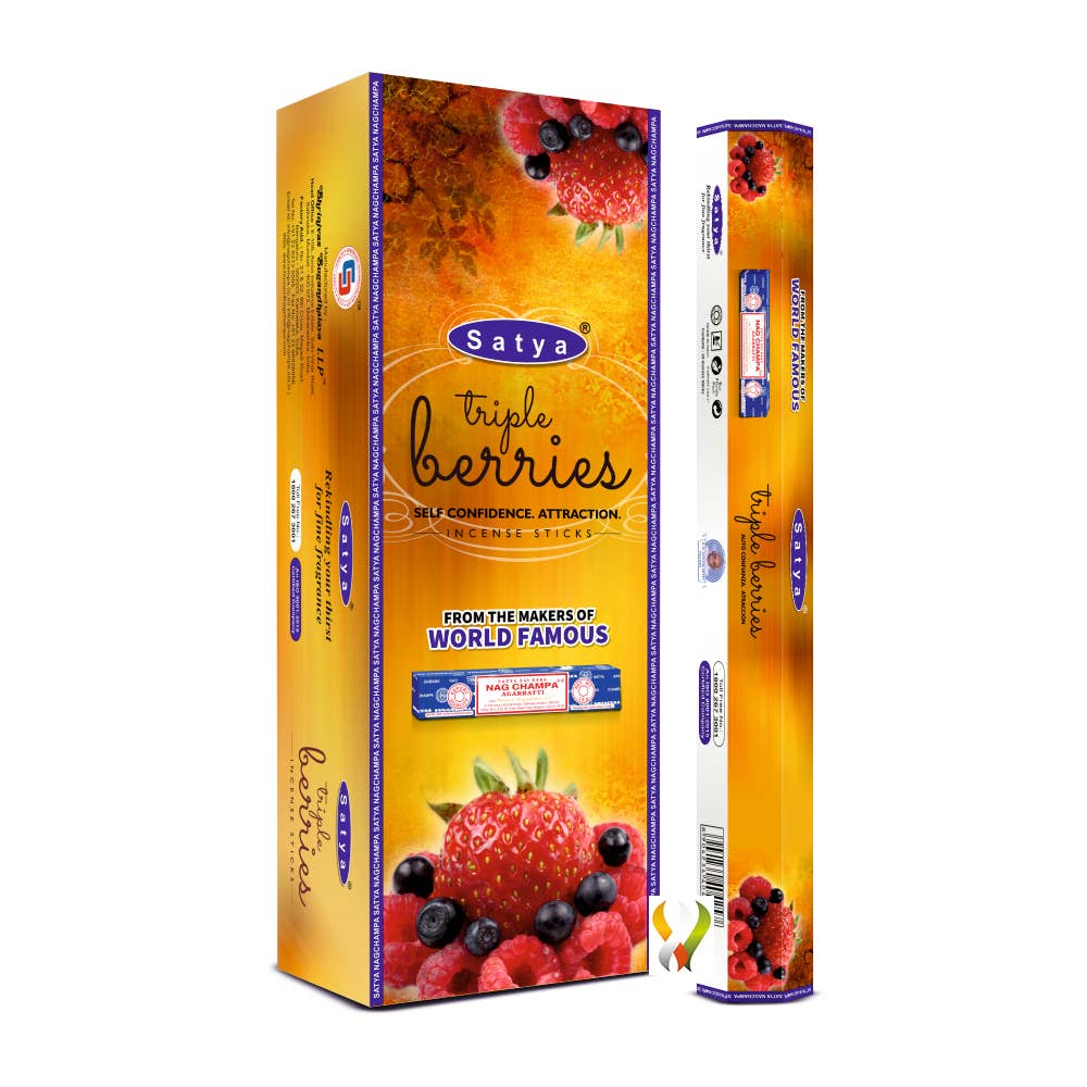 Satya Triple Berries Hexa Räucherstäbchen – Fruchtige Frische & Belebende Energie