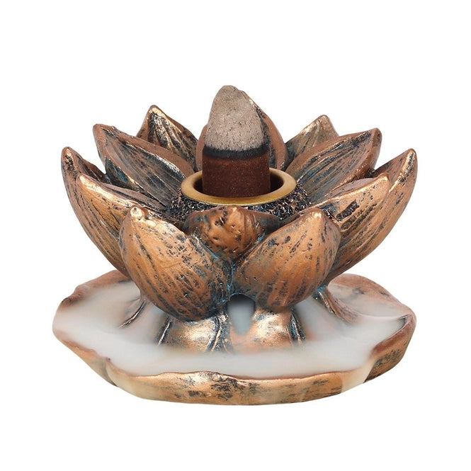 Bronze-Lotus-Rückflussbrenner mit herabströmendem Rauch