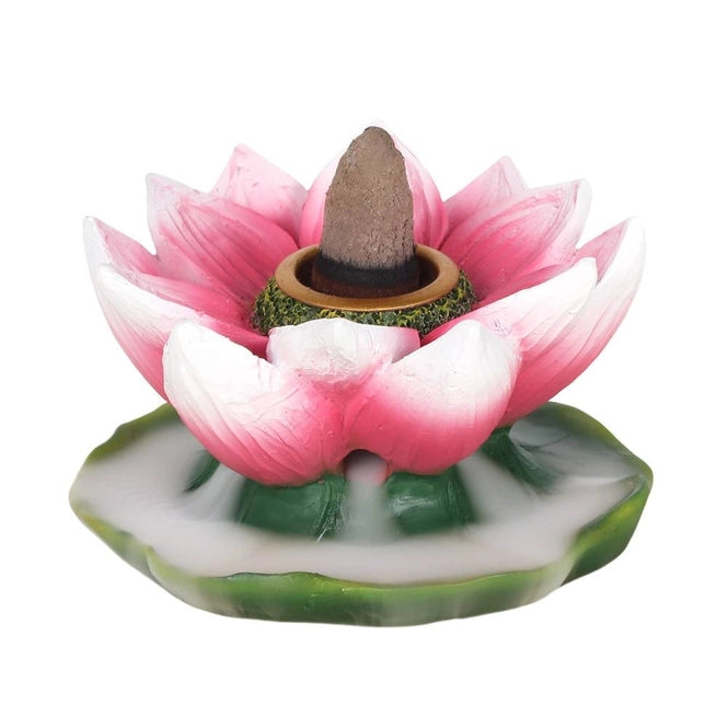 Farbiger Lotus-Rückflussbrenner mit herabströmendem Rauch
