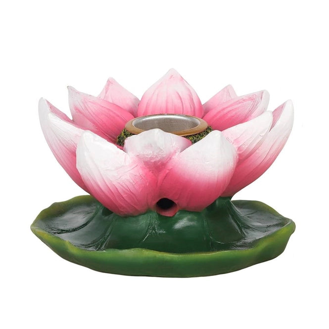 Farbiger Lotus-Rückflussbrenner im dekorativen Umfeld