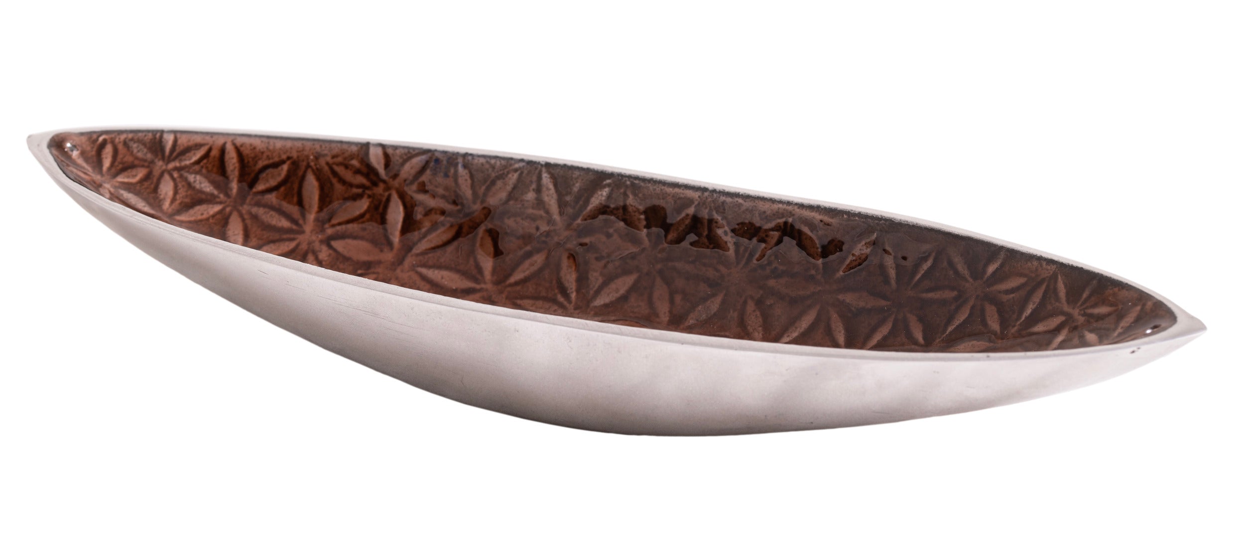 Räucherstäbchen-Halter Schiffchen – Blume des Lebens – Aluminium Braun