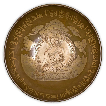 Medicine Buddha singing bowl with engraving
