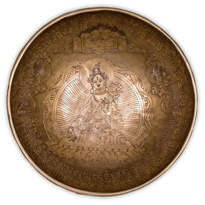 Tara Buddha Healing Singing Bowl engraved