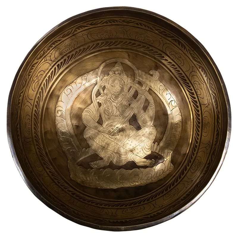 Saraswati Buddha Heilende Klangschale graviert