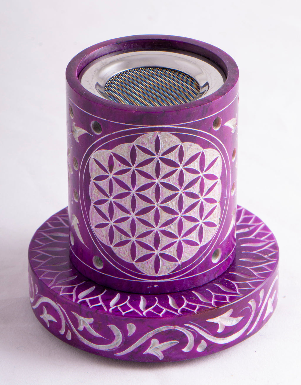 Räucherstövchen – Blume des Lebens – Speckstein Lila