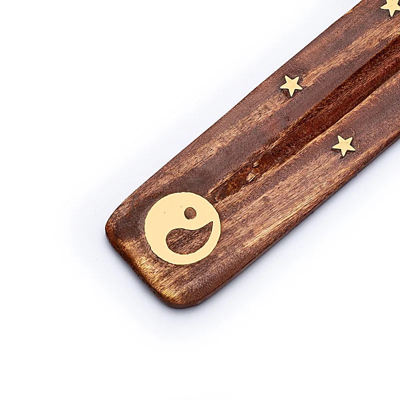 Incense stick holder wood Yin Yang