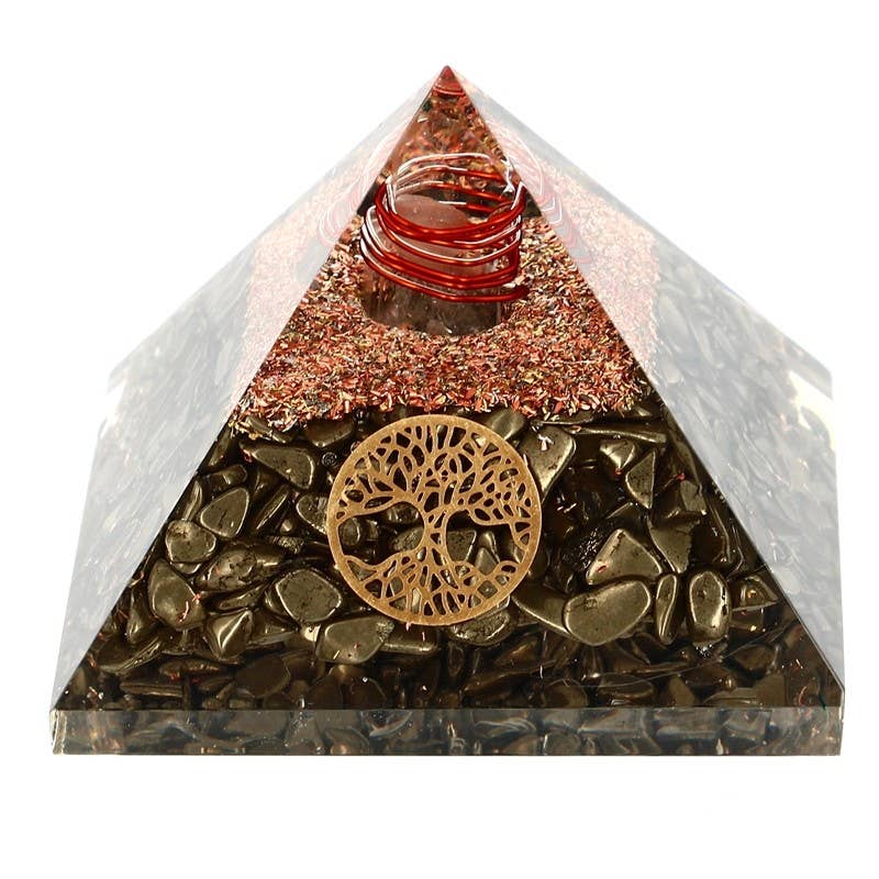 Pyramide aus Pyrit und Orgonit – „Baum des Lebens“
