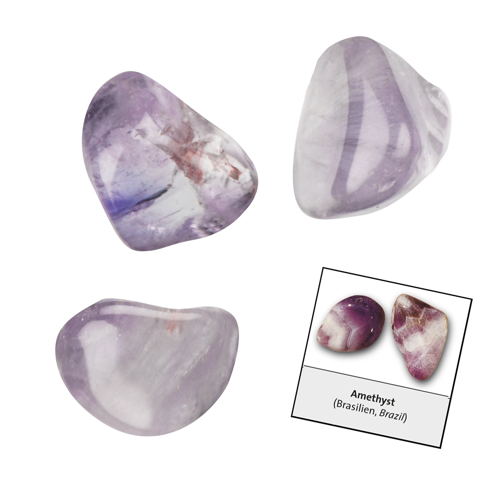 Tumbled stone with amethyst sticker