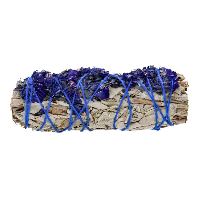 Weißer Salbei mit blauer Sinuata Smudge Stick – Harmonie und Reinigung in Einem