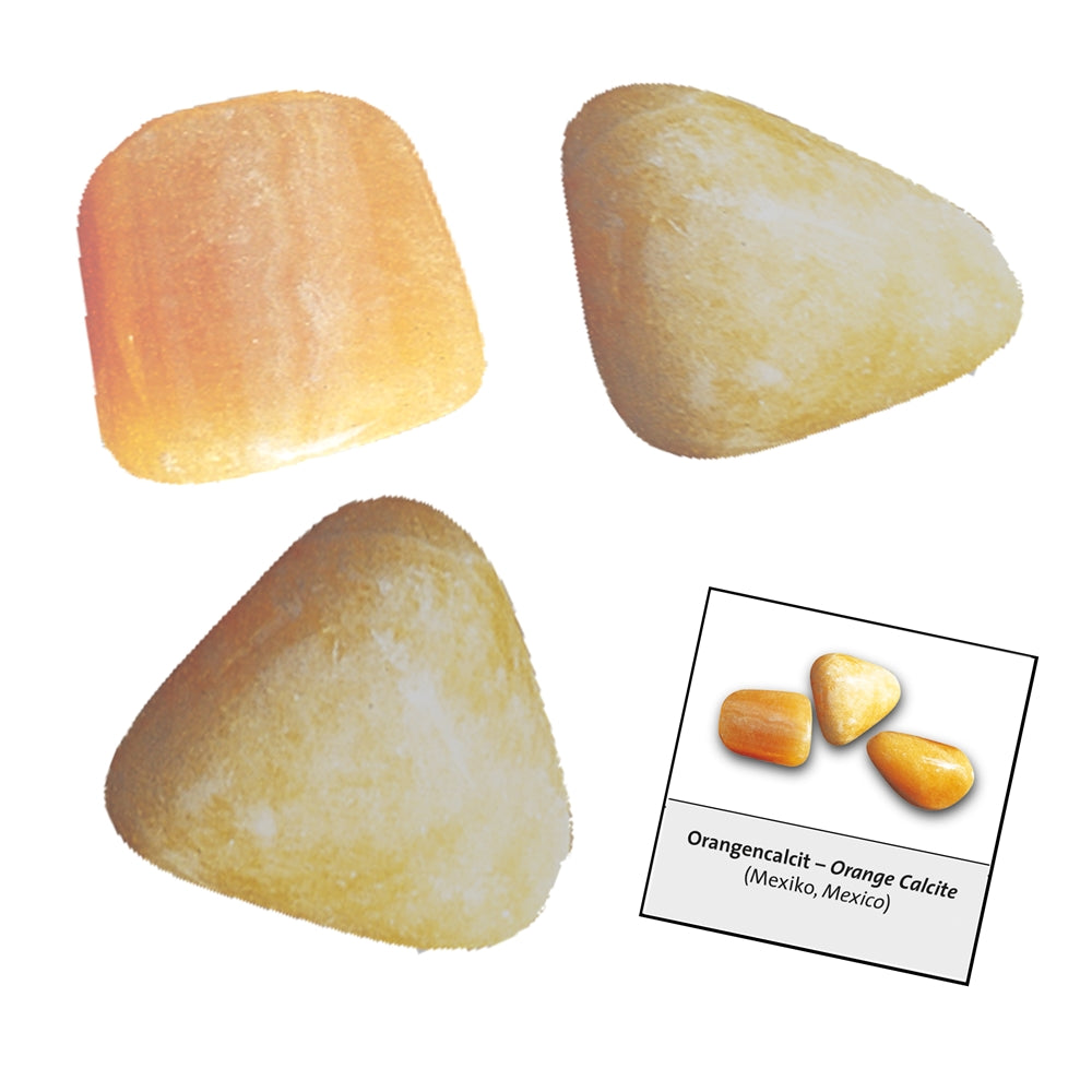 Tumbled stone with sticker Calcite orange