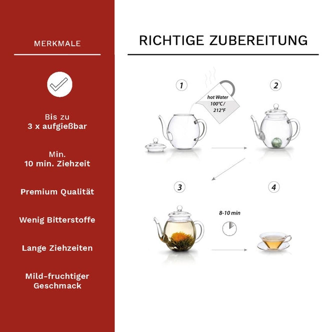 Herz-Holzbox + 6er ErblühTee Weißtee: Einzigartiger Genuss in jeder Tasse