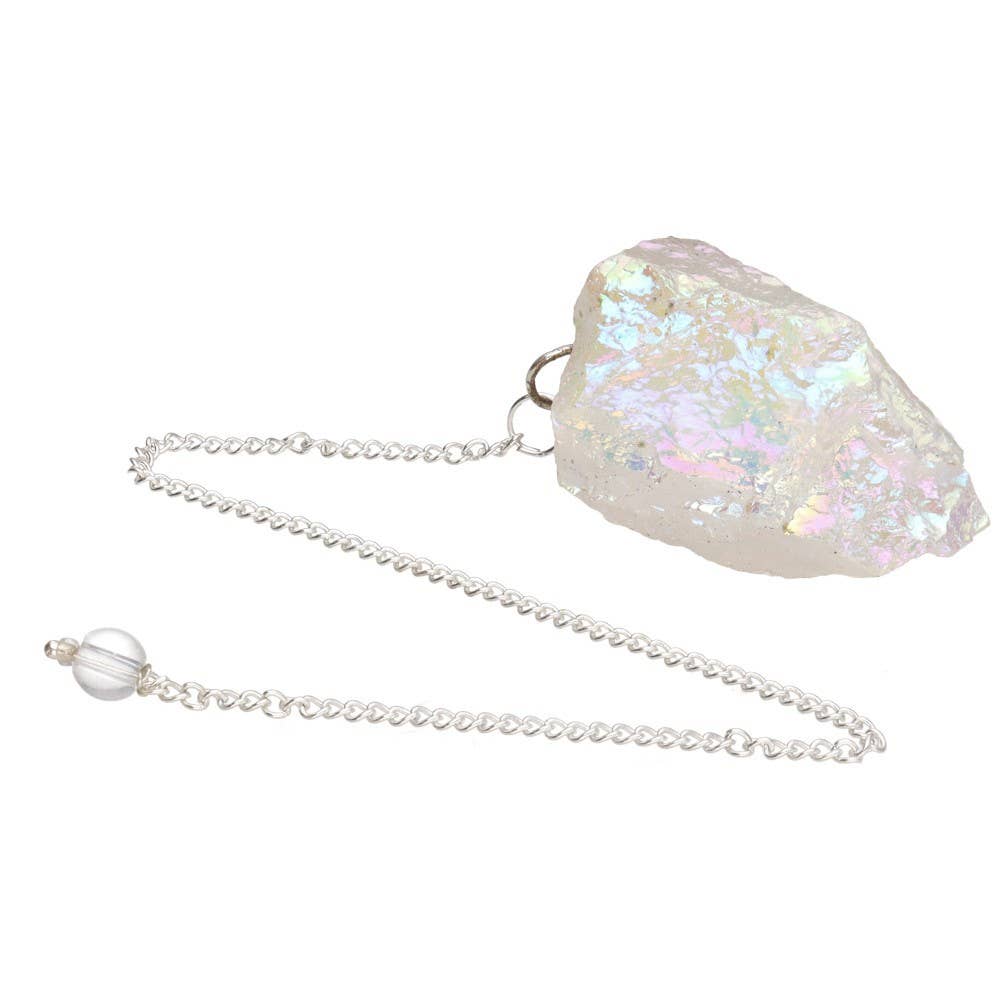 Rohweißer Aqua Aura Quarzpendel – naturbelassen, ca. 3,5 cm