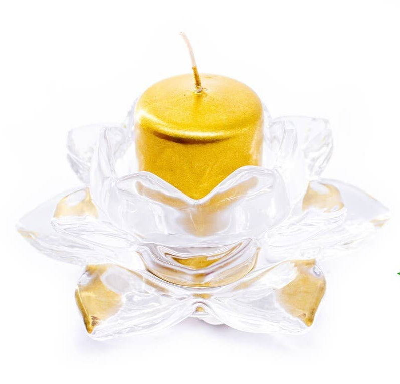 Glas-Kerzenhalter in Lotusblütenform – 11 x 5,5 cm