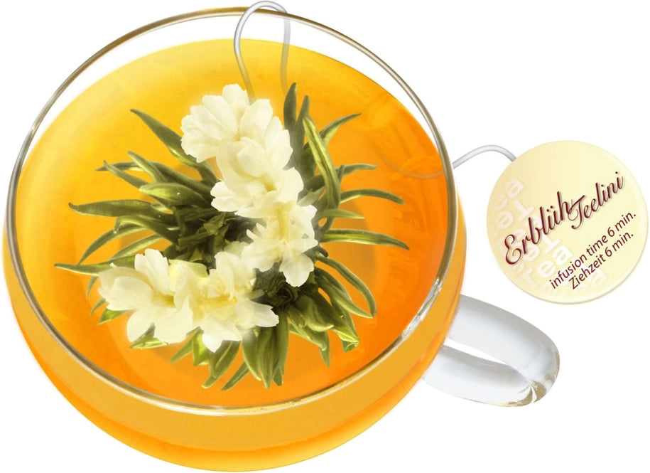 Creano ErblühTeelini Teeblumen Geschenkset mit Teeglas - Ein Blütentraum für die Sinne