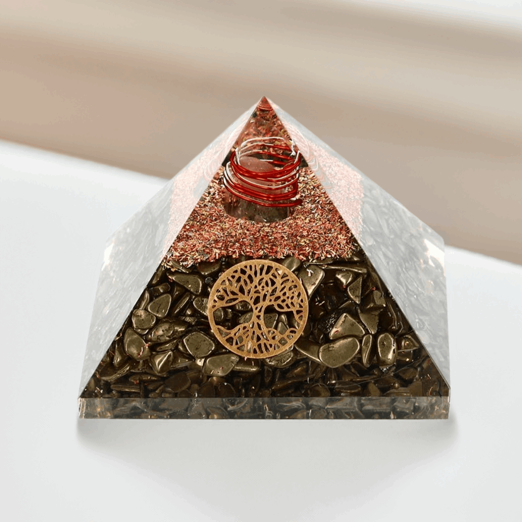 Pyramide aus Pyrit und Orgonit – „Baum des Lebens“