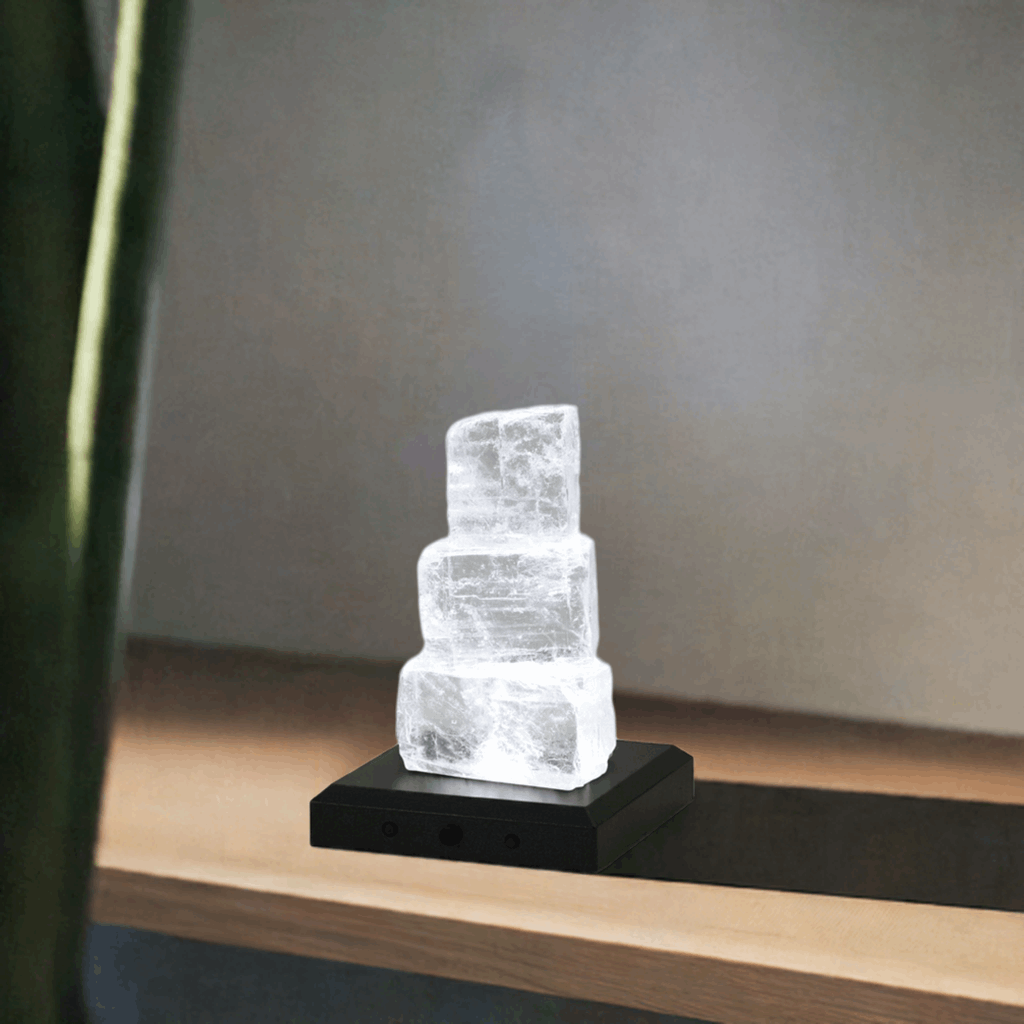 Halit-Turm mit LED-Base schwarz "White Line"