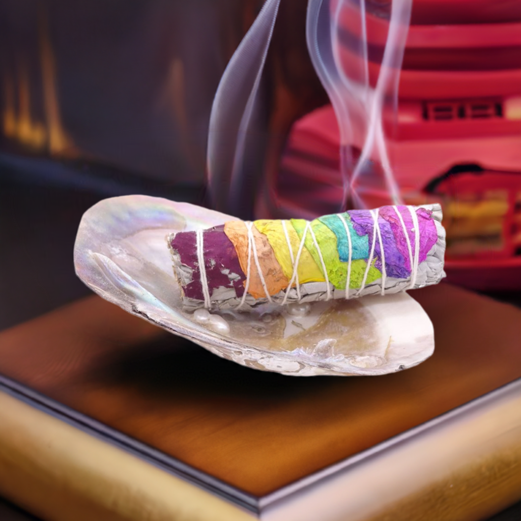 7 Chakra Rosen Salbei Räucherbündel - Energetische Reinigung und Chakra-Balance